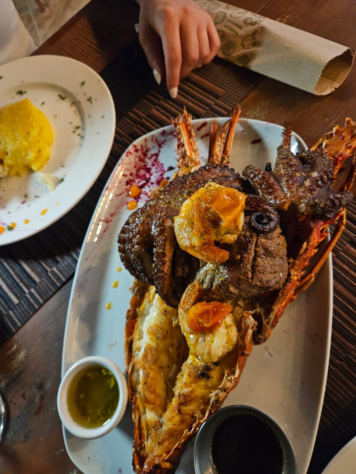 Fresh seafood meal served at a local restaurant in Playas del Coco Costa Rica.