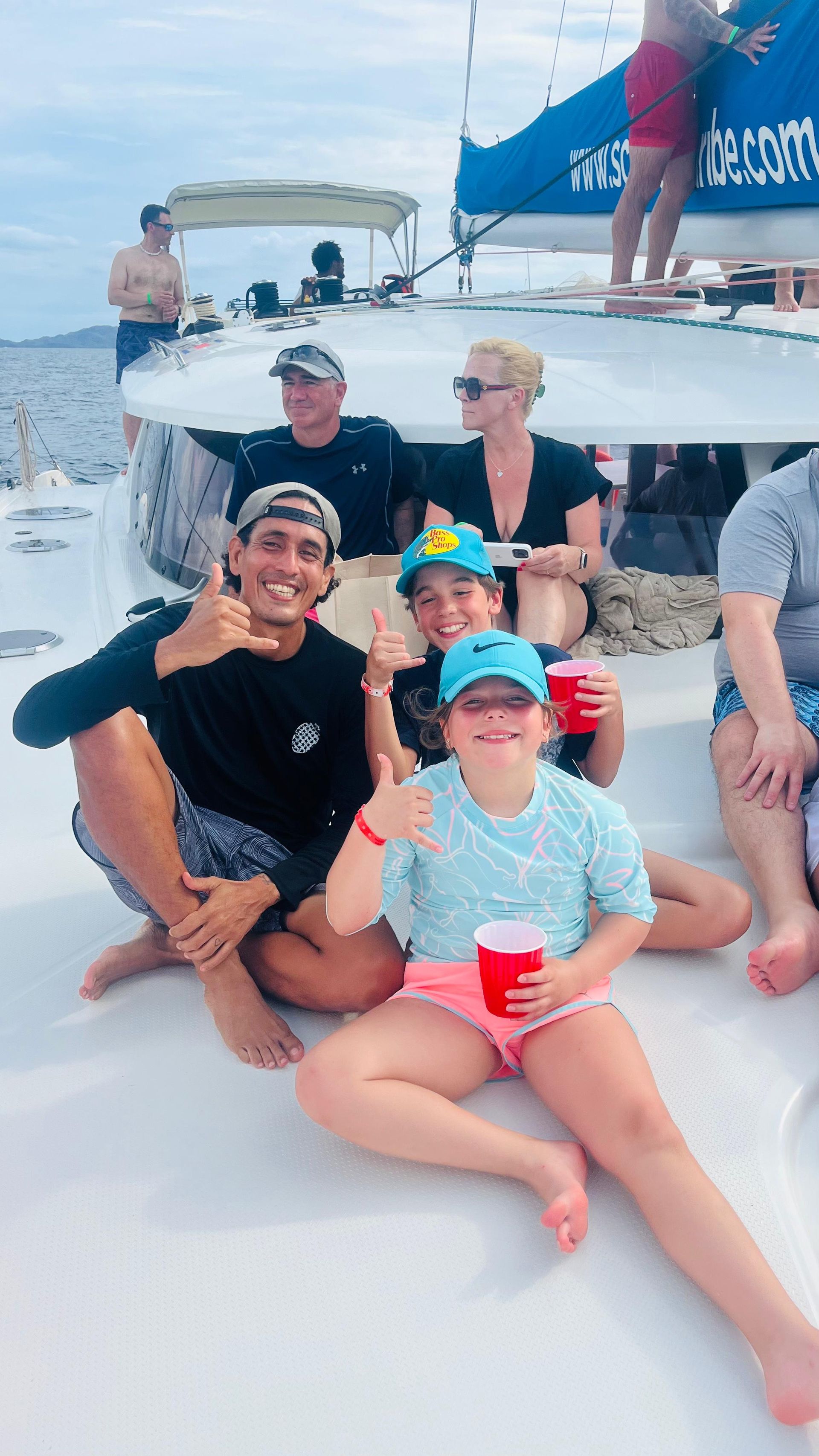 Family enjoying a Private Catamaran Tour in Guanacaste, Costa Rica with Tropic Transfers & Tours CR.
