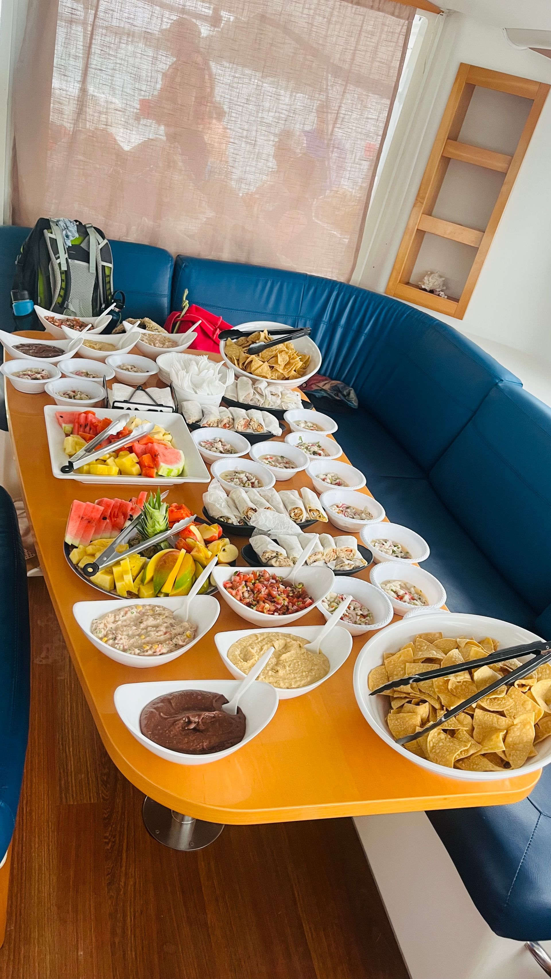 Fresh food and refreshments served during a Private Catamaran Tour in Guanacaste, Costa Rica with Tropic Transfers & Tours CR.