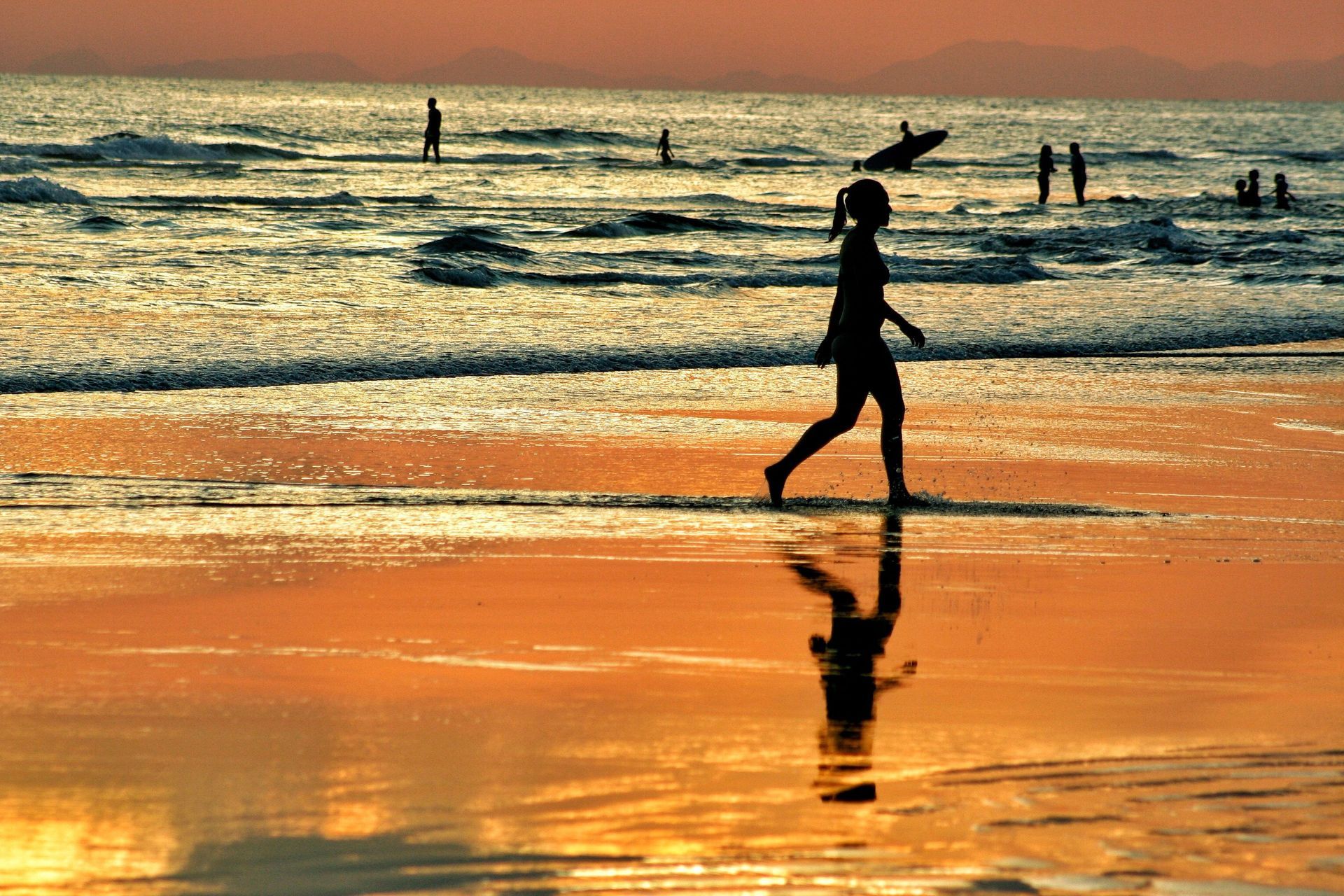 Tamarindo Costa Rica beach at sunset, starting point for private excursions and tours in Guanacaste.