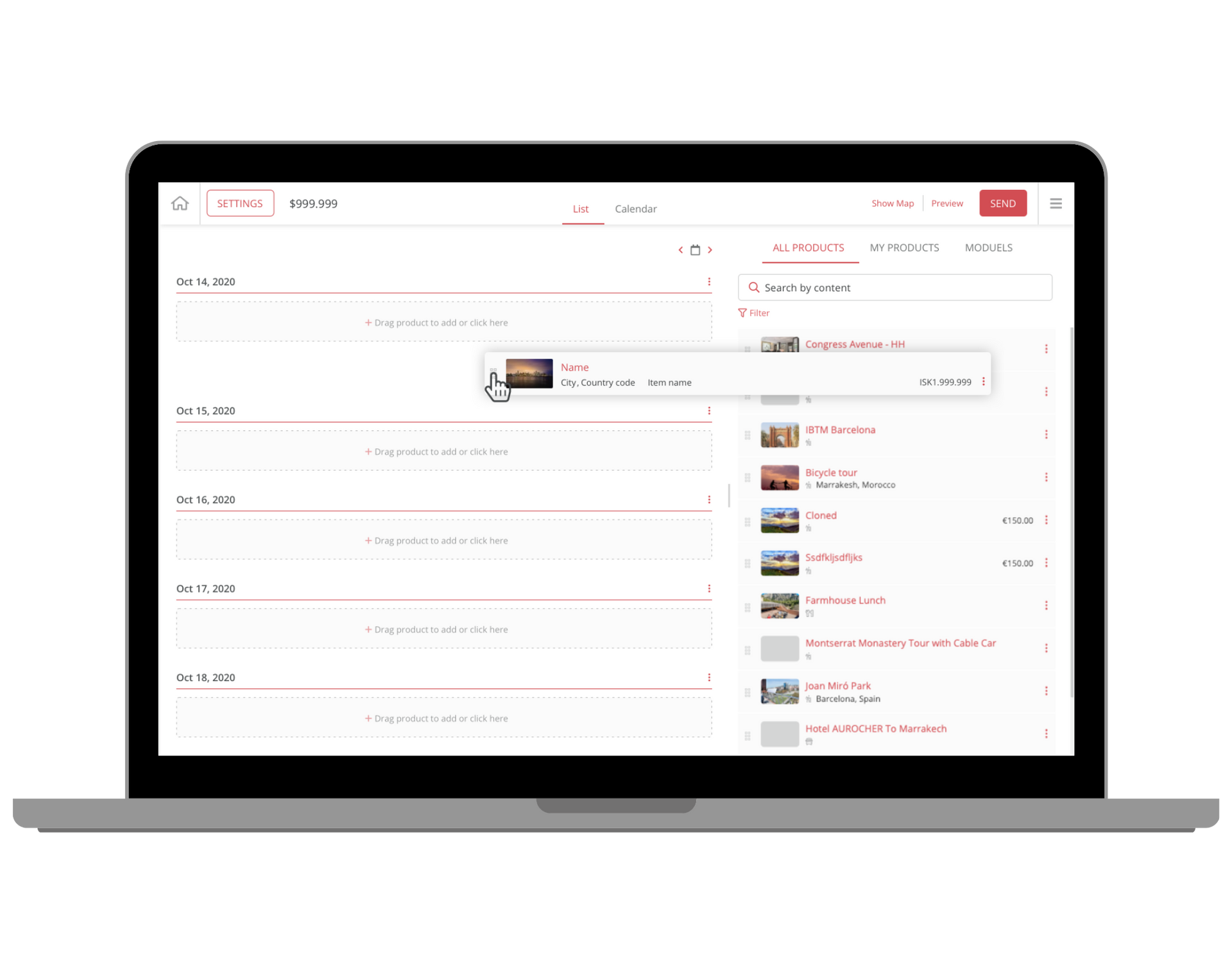 Advanced itinerary builder