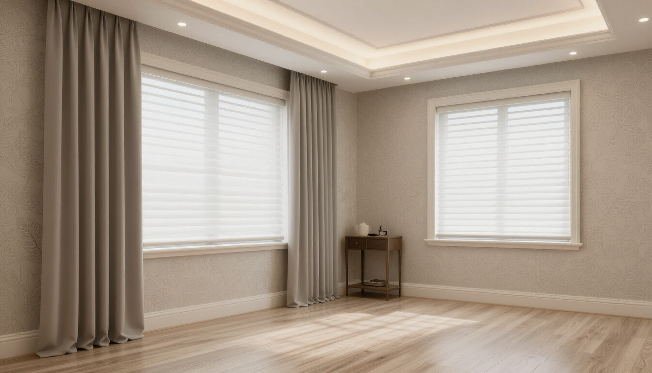 Proyecto integral de interiores con persianas y acabados modernos