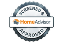 Screend & Approved HomeAdvisor badge with gray seal and orange-and-blue logo