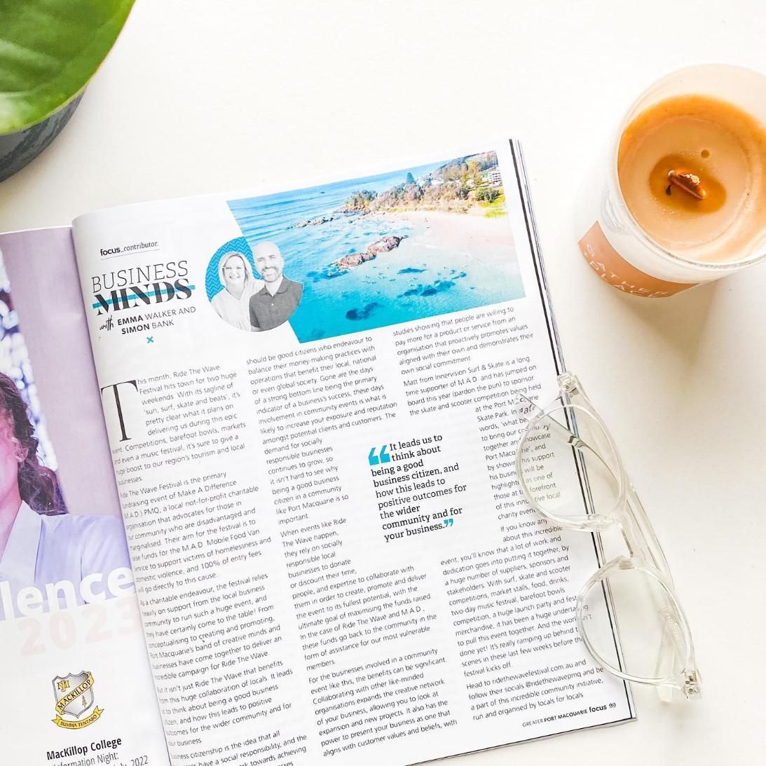 A Magazine is Open to a Page With a Picture of a Man and Woman on It — Gem Socials In Port Macquarie, NSW