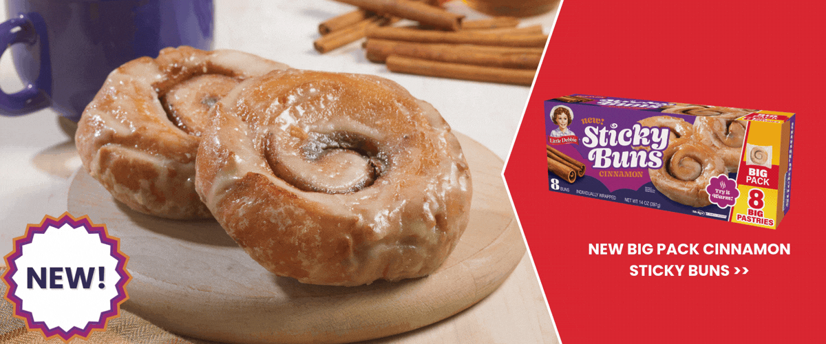 homepage banner for new big pack cinnamon sticky buns