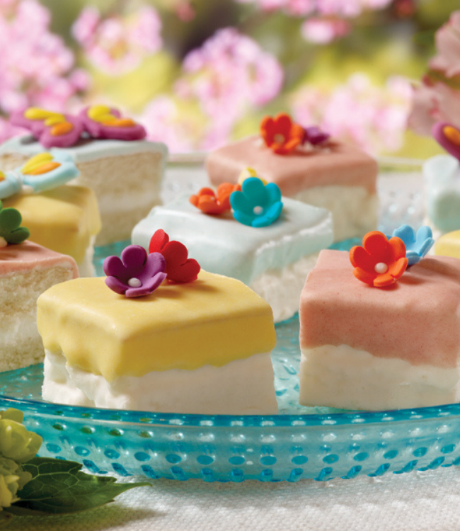 fancy cakes decorated as mini petit four cakes