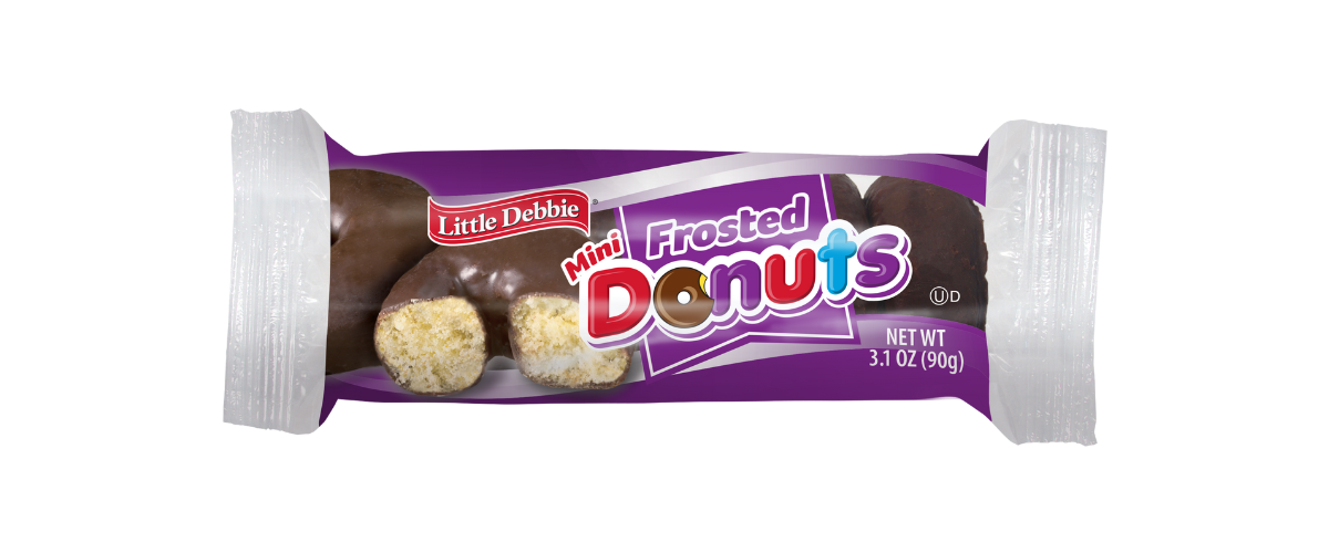 single serve wrap of frosted mini donuts