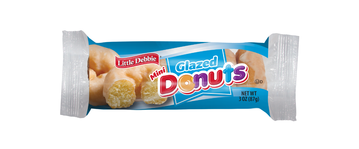 single serve wrap of glazed mini donuts