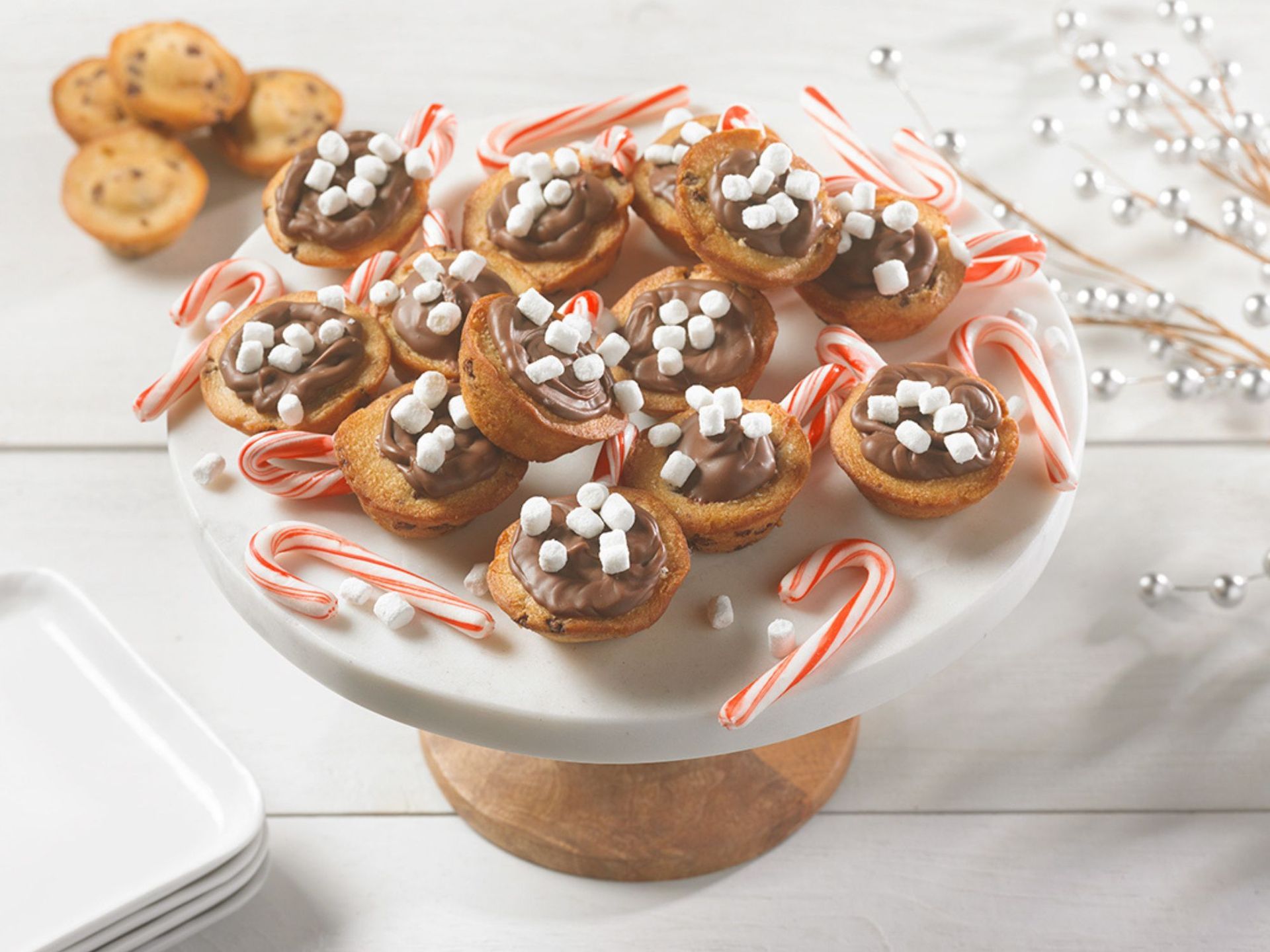 chocolate chip mini muffins decorated as hot chocolate cups