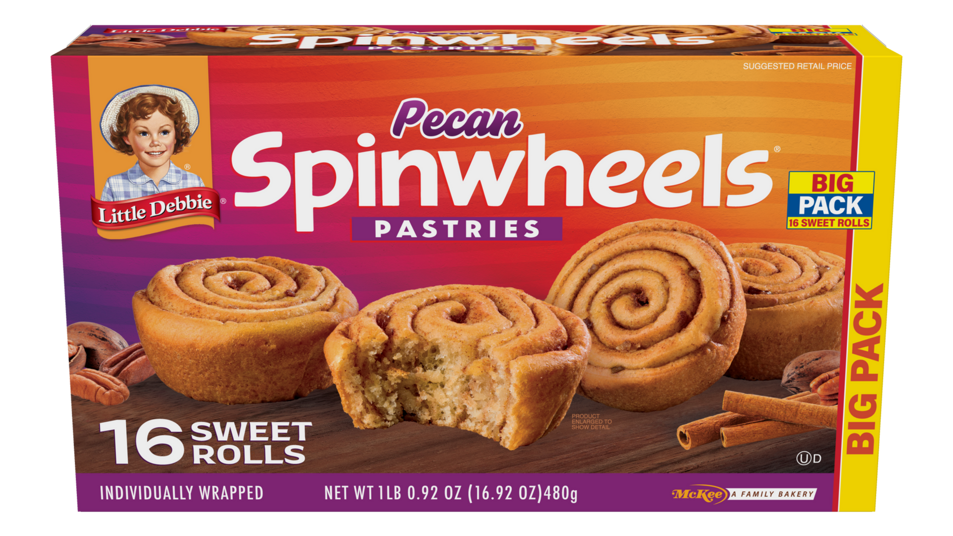 carton of big pack pecan spinwheels