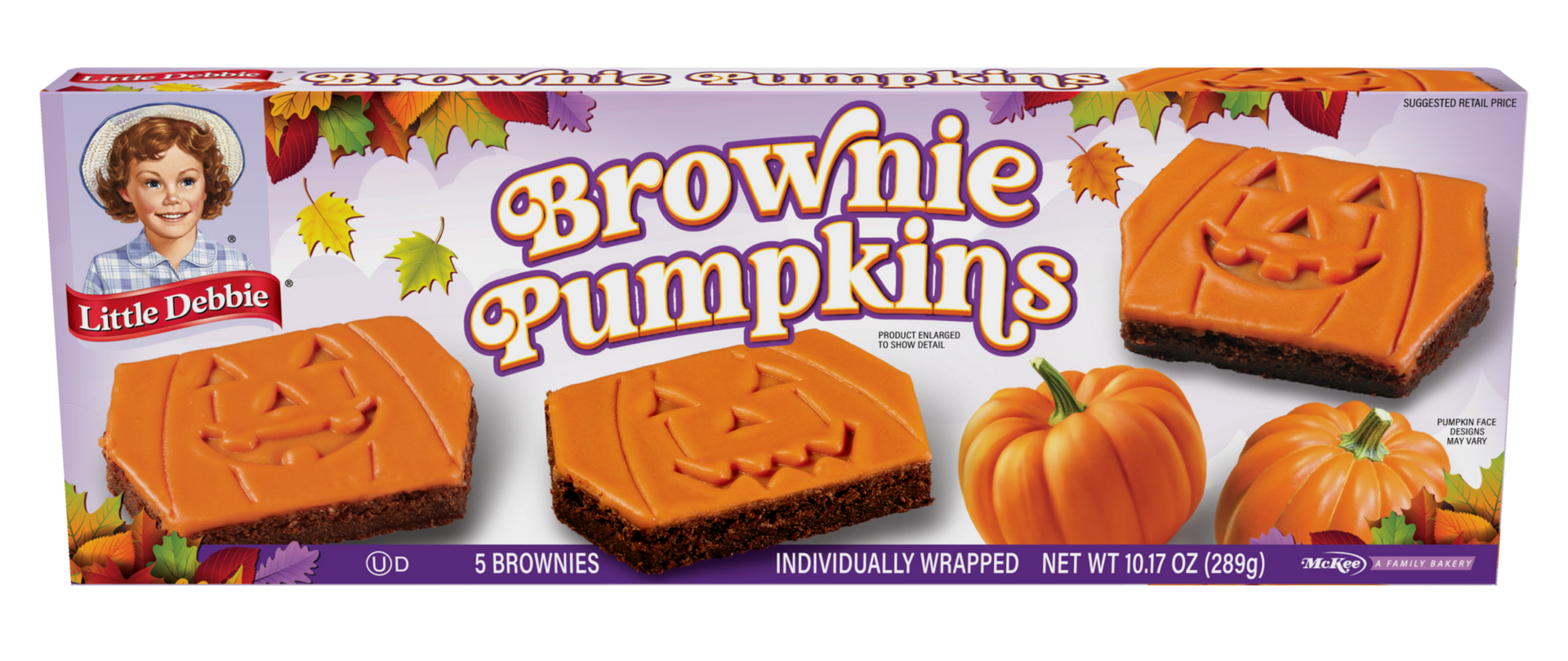 A box of brownie pumpkins with pumpkins on them
