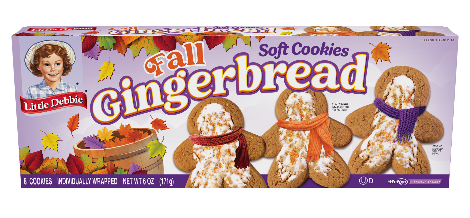 A box of gingerbread soft cookies with fall leaves