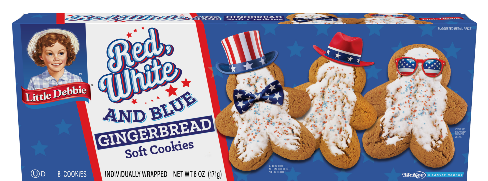 carton of red white and blue gingerbread cookies