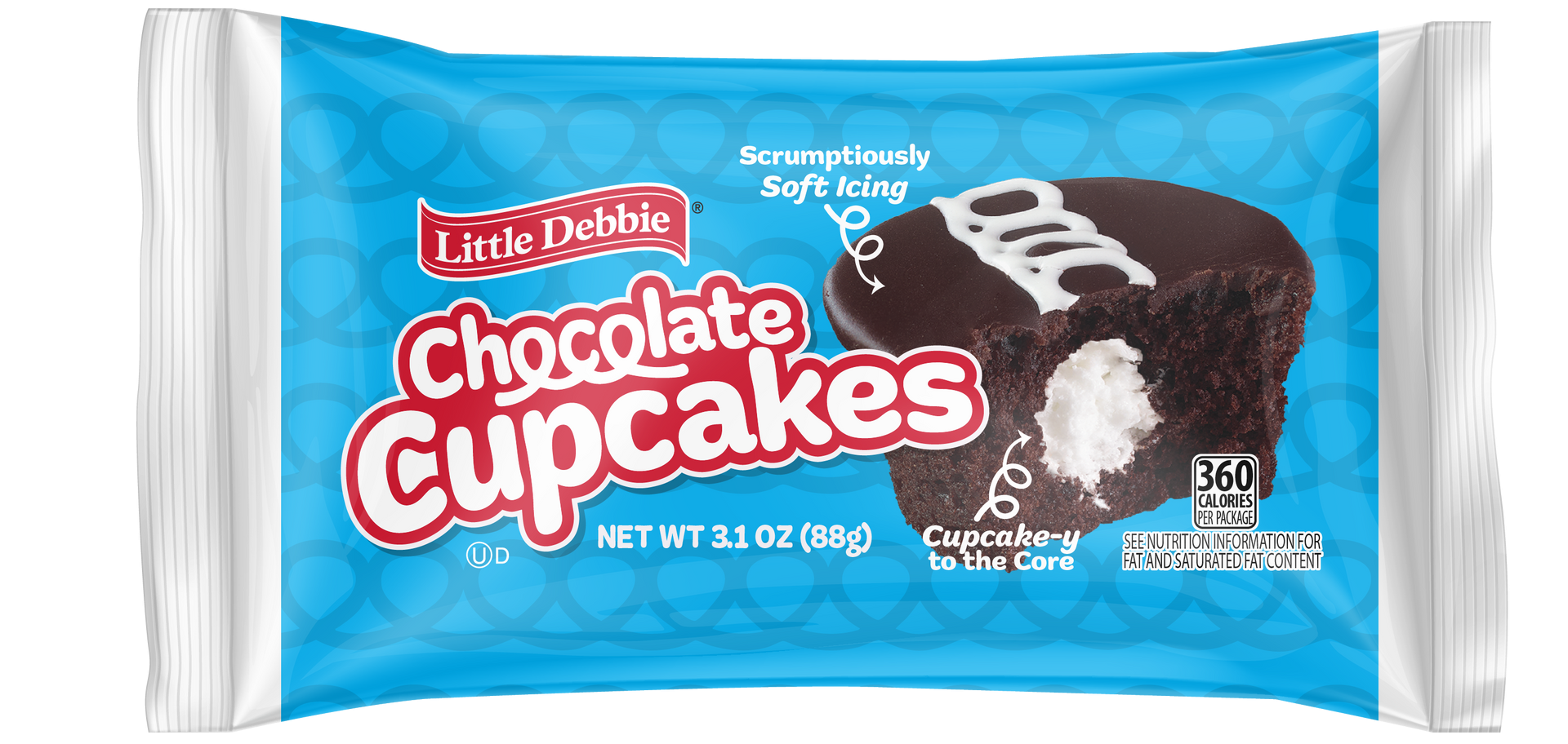 wrap of twin wrapped single serve chocolate cupcakes