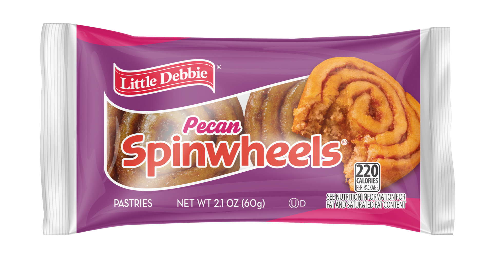 twin wrapped package of pecan spinwheels