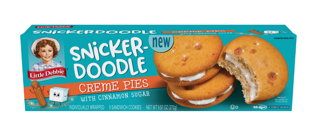 A box of snicker doodle cookies with a bite taken out of one of them.