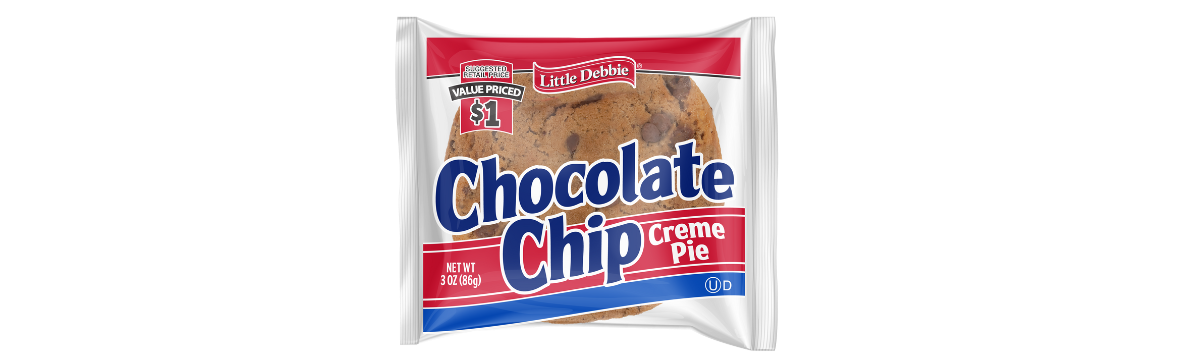 single serve wrap of a chocolate chip creme pie