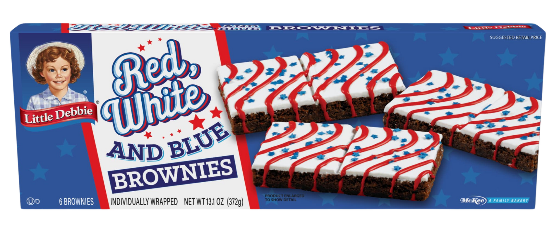 carton of red, white and blue brownies