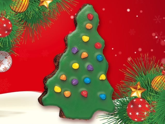 christmas tree shaped brownie with candy sprinkles