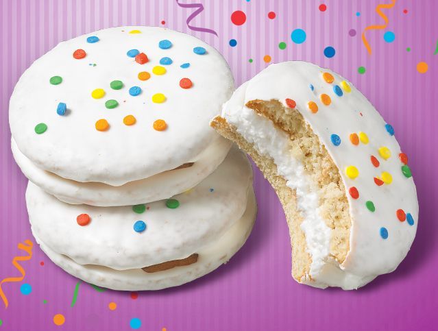 stack of birthday cake creme pies