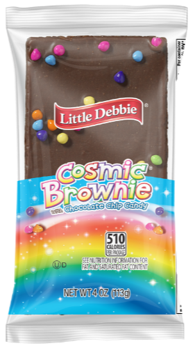 A bag of chocolate with rainbow sprinkles on it.