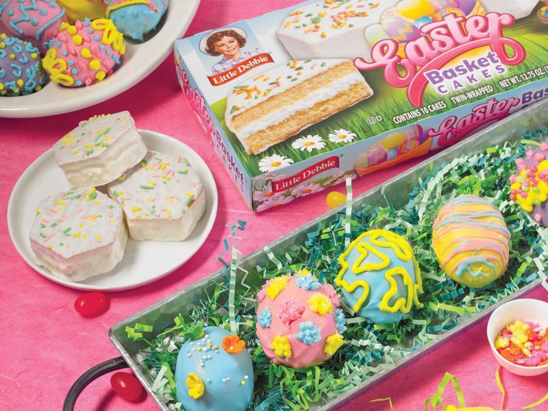 easter basket cakes crafted as cake truffles decorated to look like festive easter eggs