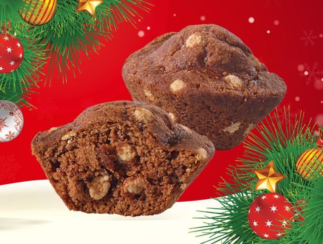 three hot cocoa mini muffins with marshmallow bits