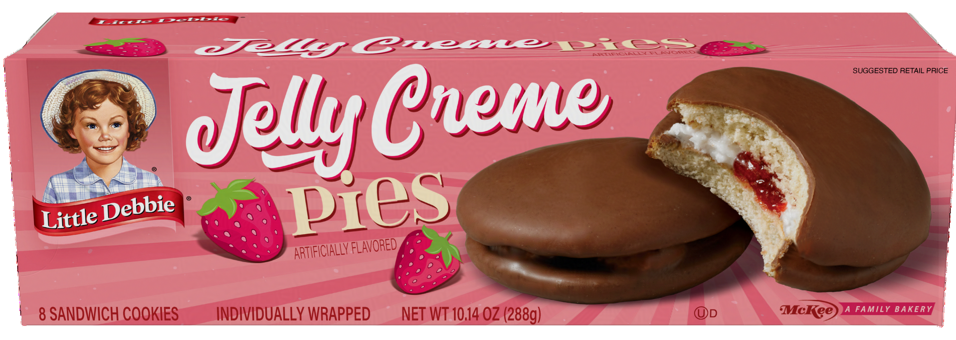 A box of jelly creme pies with strawberry filling.