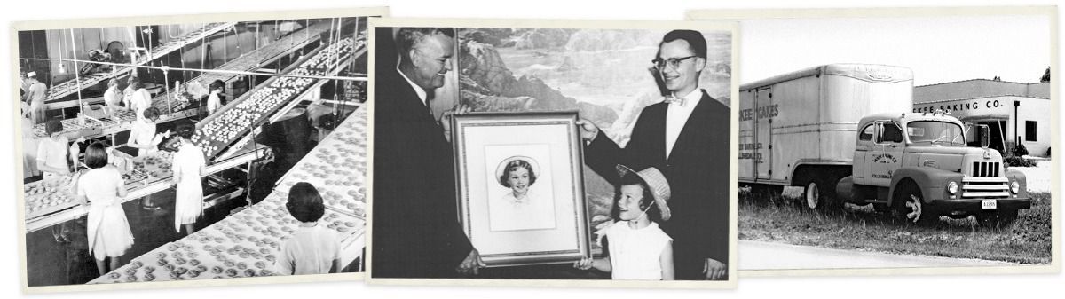 A black and white photo of a man holding a picture and a truck.