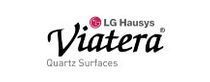 LG Hausys Viatera Quartz Surfaces logo in black and gray on a white background