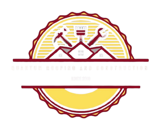 A logo for a roofing and construction company