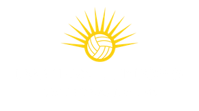 Yellow sunburst logo with a stylized striped sun at the center on a white background