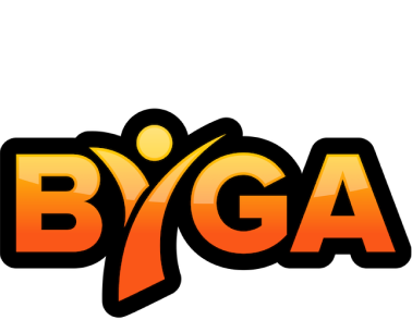 BIGA logo in orange and black with a stylized person in the letter I