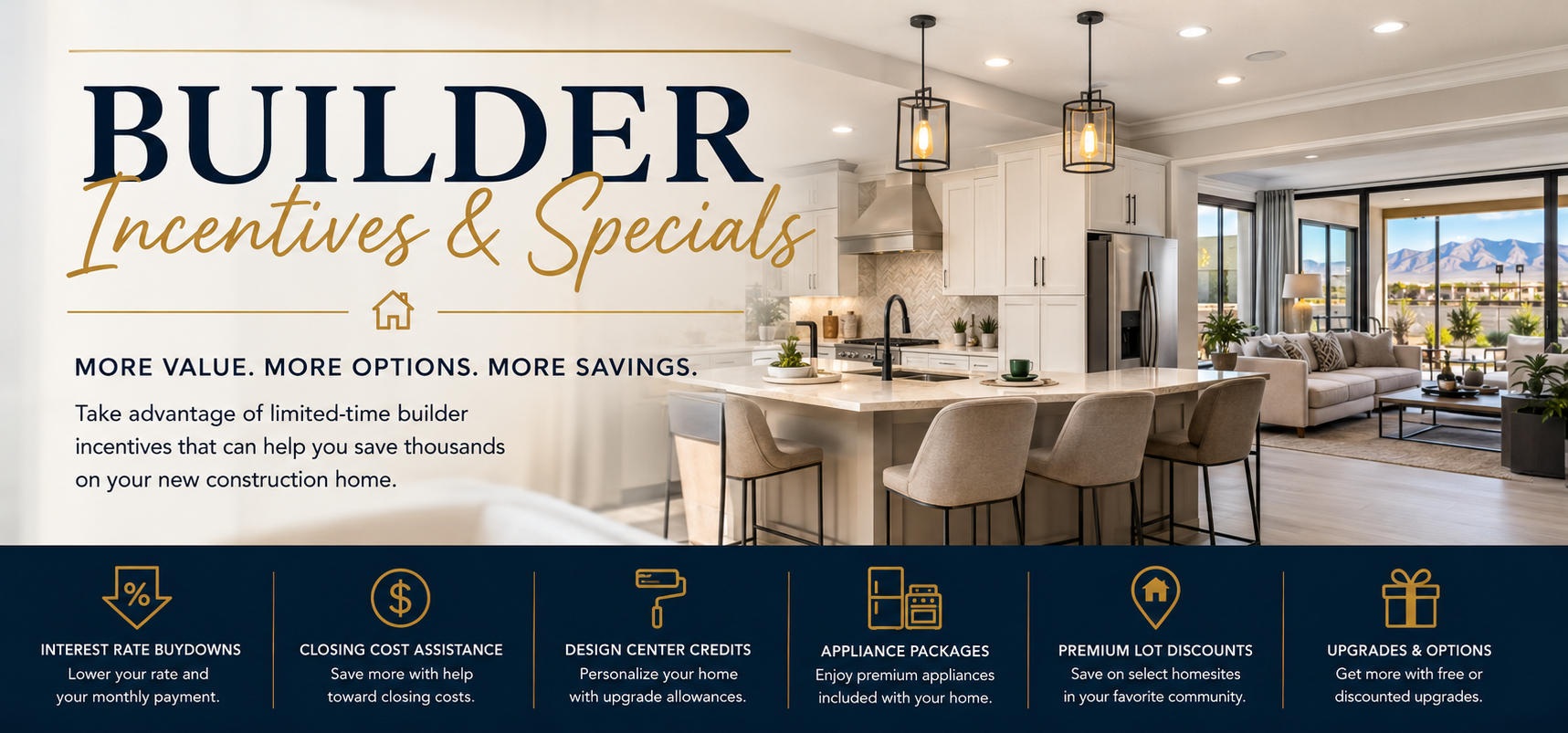 Las Vegas builder incentives including closing cost assistance, rate buydowns and upgrades