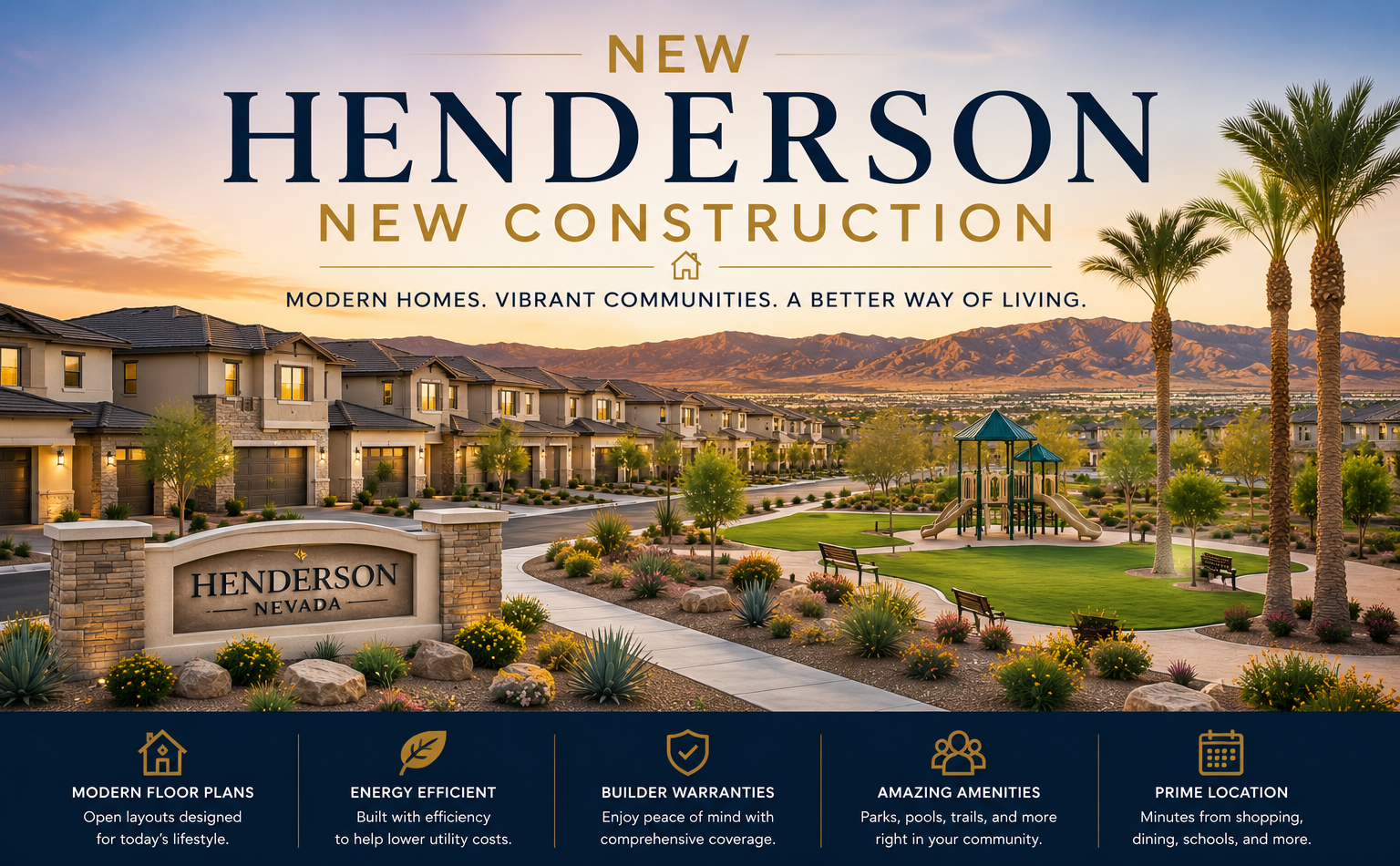 Henderson new construction homes with popular builders and growing master planned communities