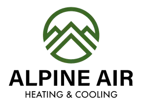 The logo for Alpine Air Heating & Cooling shows a mountain in a circle.