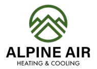 The logo for Alpine Air Heating & Cooling shows a mountain in a circle.