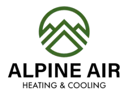 The logo for Alpine Air Heating & Cooling shows a mountain in a circle.