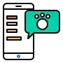 Smartphone with a green chat bubble and photo icon, suggesting messaging or sharing photos