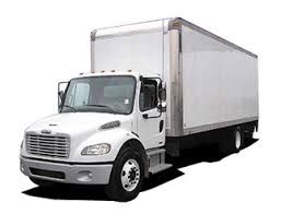 White box truck on a white background