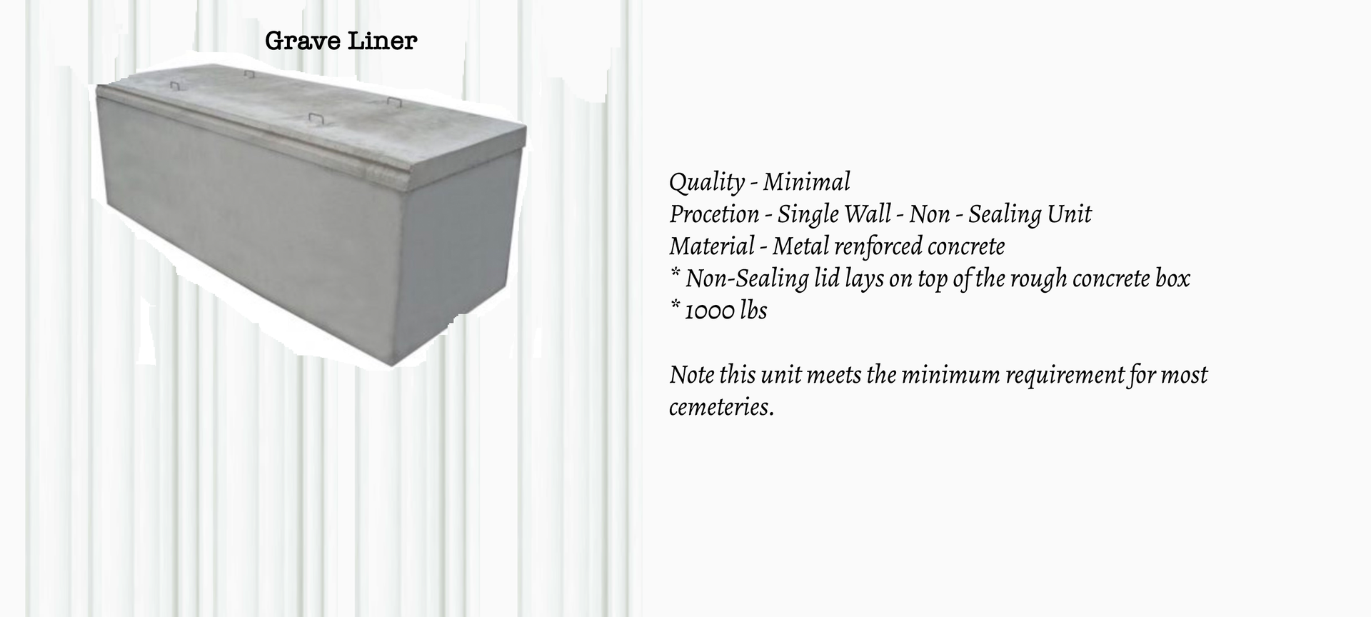 Outer burial container - Grave Liner - two piece concrete box