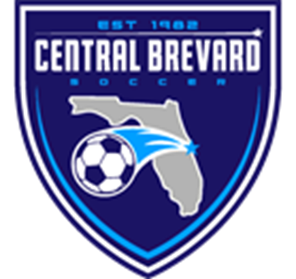 Central Brevard soccer club logo with Florida silhouette and soccer ball on blue shield