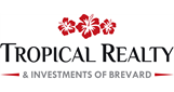 Tropical Realty & Investments of Brevard logo with red hibiscus flowers and black text