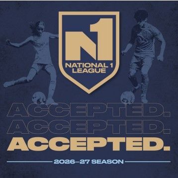 National League crest with soccer players and “ACCEPTED” text for the 2026–27 season