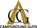 Logo for Campground Guys: Gold A-shape with overlapping black "CG" letters above black text "CAMPGROUND GUYS".