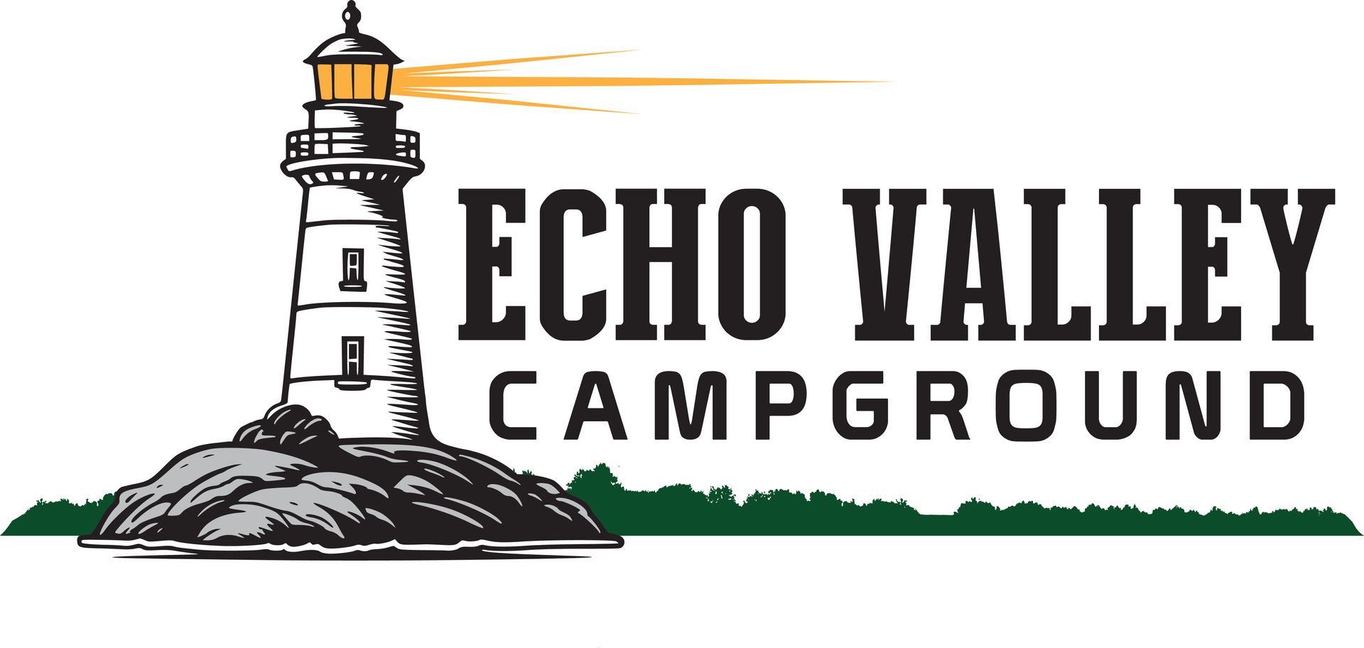 Echo Valley Campground logo with a lighthouse and text.