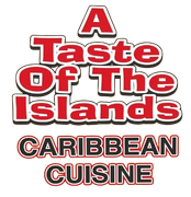 Logo reading &ldquo;A Taste of the Islands Caribbean Cuisine&rdquo; in red, black, and white text.