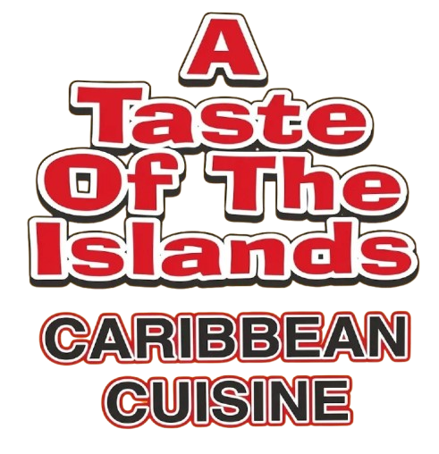 Logo reading &ldquo;A Taste of the Islands Caribbean Cuisine&rdquo; in red, black, and white text.