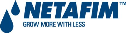 NETAFIM logo with blue droplet icon and the slogan “Grow More With Less”