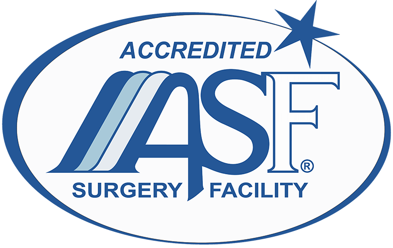 Accredited ASF Surgery Facility logo in blue and white, with a star.